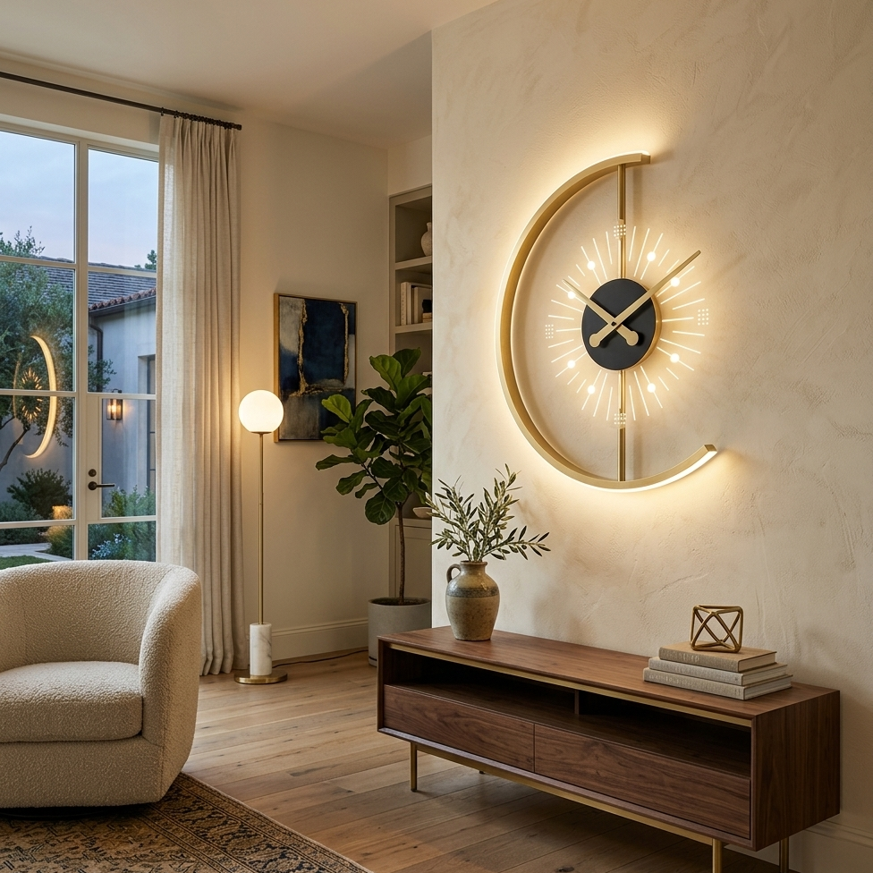 2in1 Golden clock with lamp