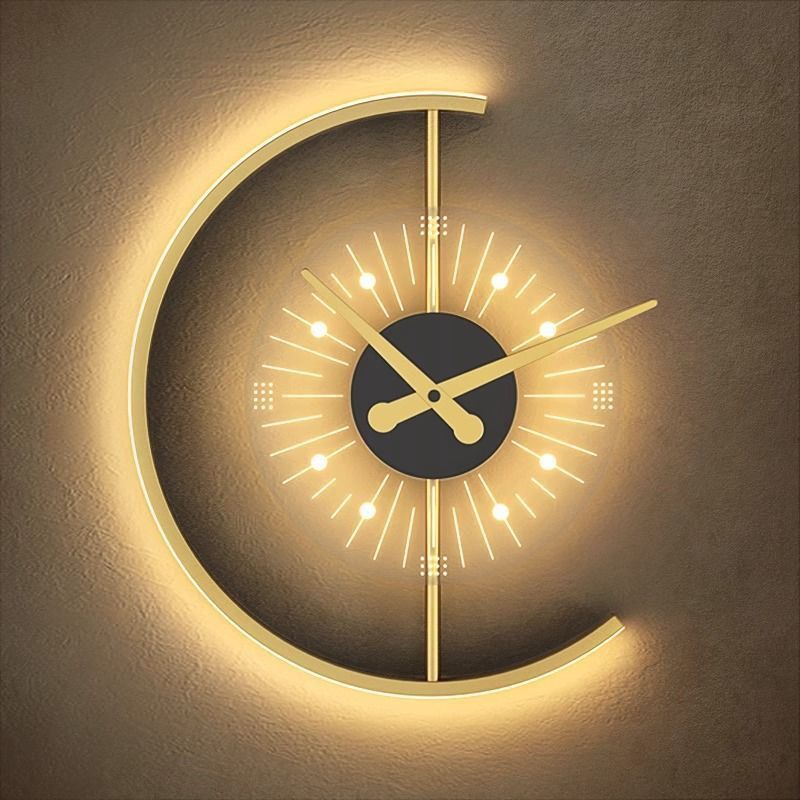 2in1 Golden clock with lamp