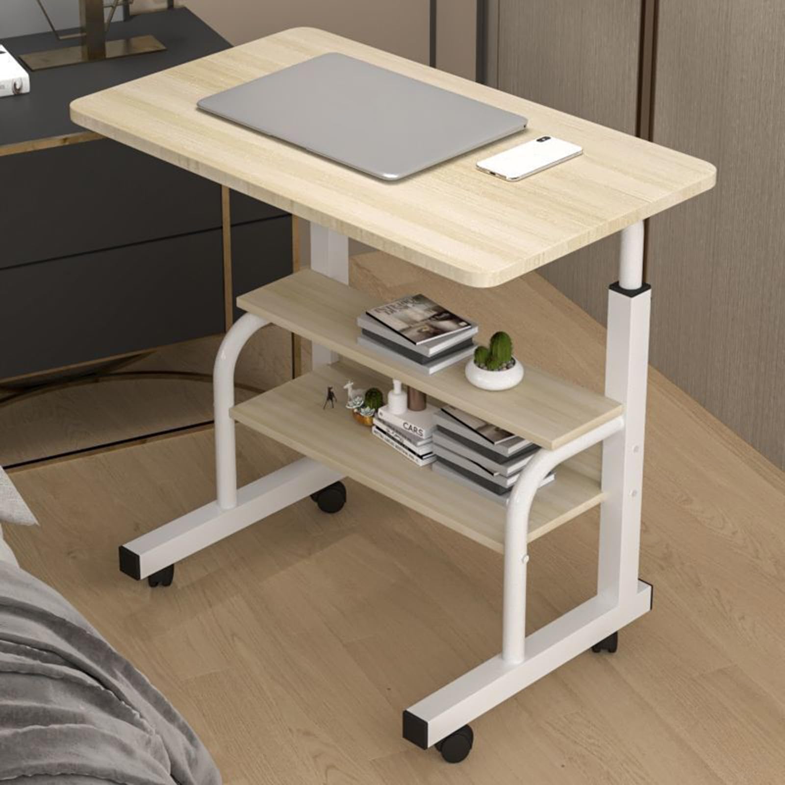 Adjustable rollable laptop table