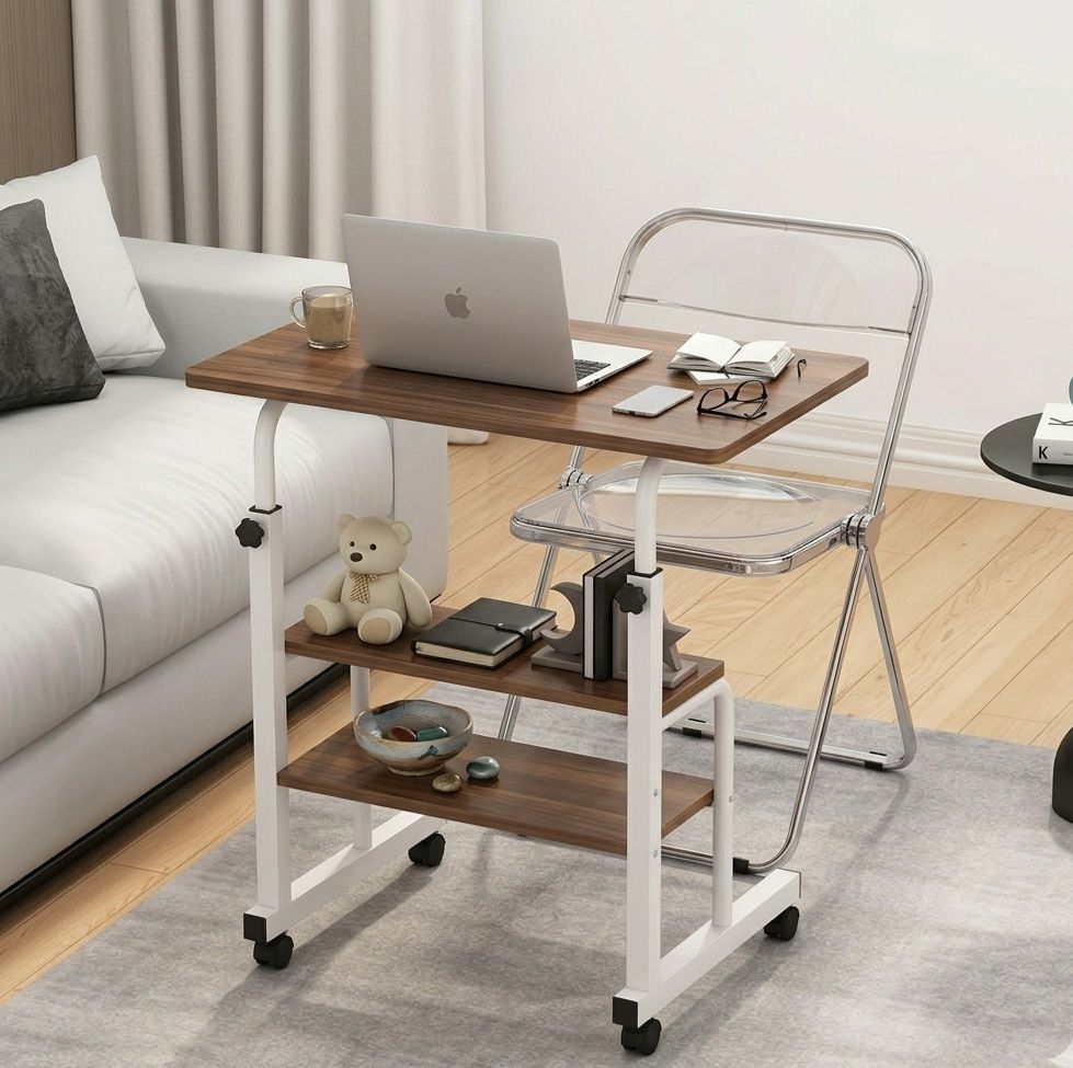 Adjustable rollable laptop table