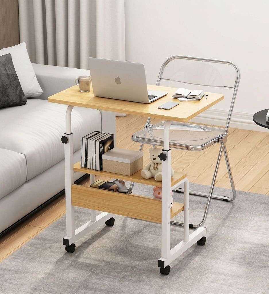 Adjustable rollable laptop table