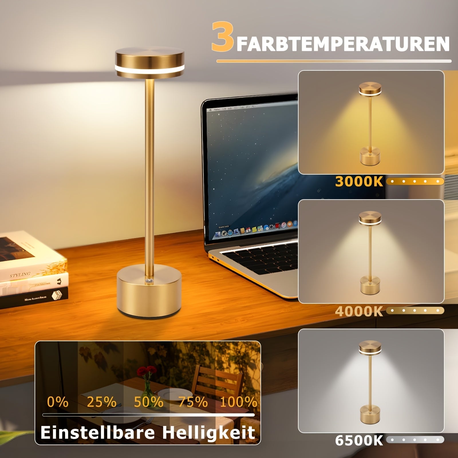 Cordless LED Desk Lamp with a Battery