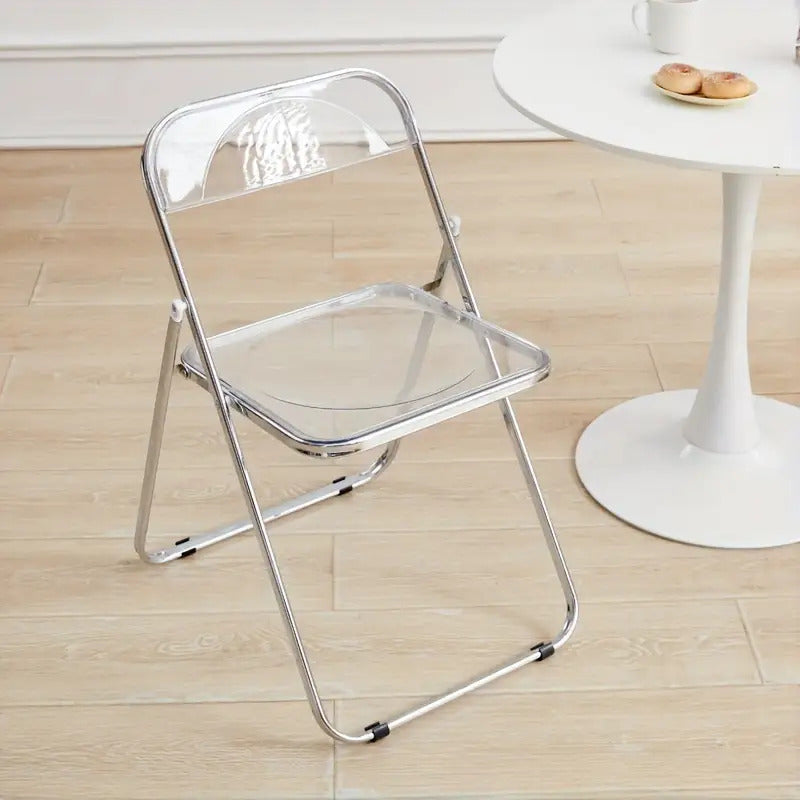 Modern White & Black Metal Folding Chair