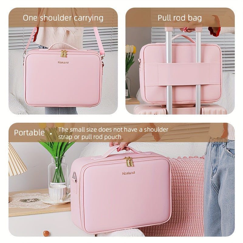 Makeup Travel Bag with LED Lighted Mirror Adjustable Brightness