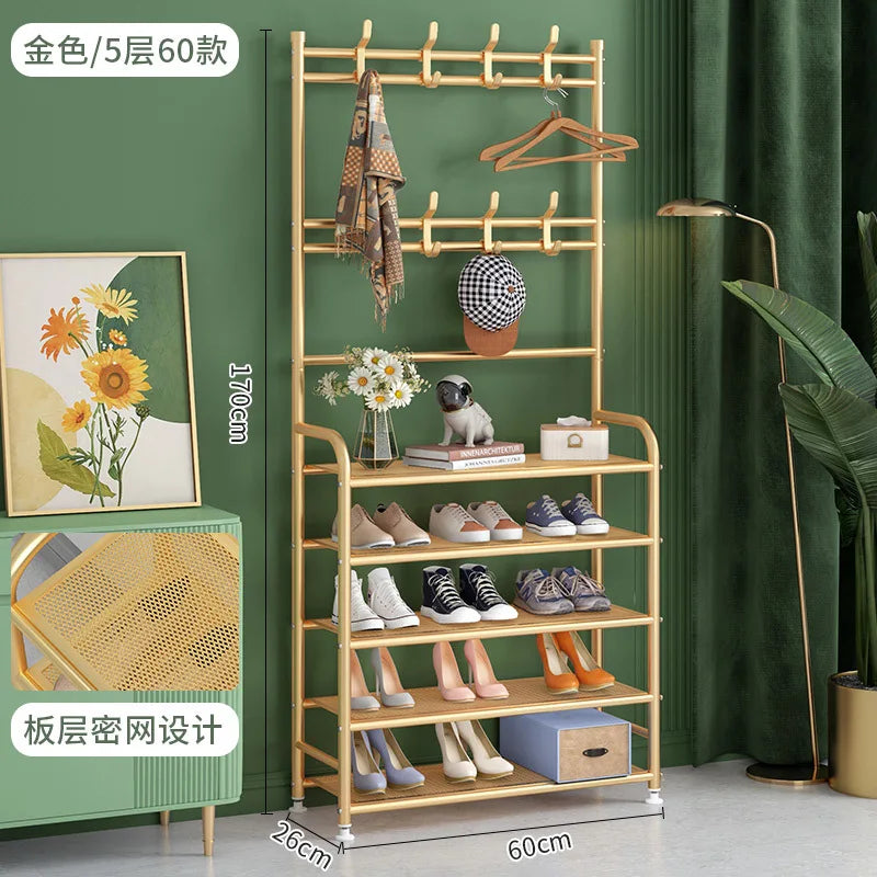 Golden metallic Shoe and Clothes Rack